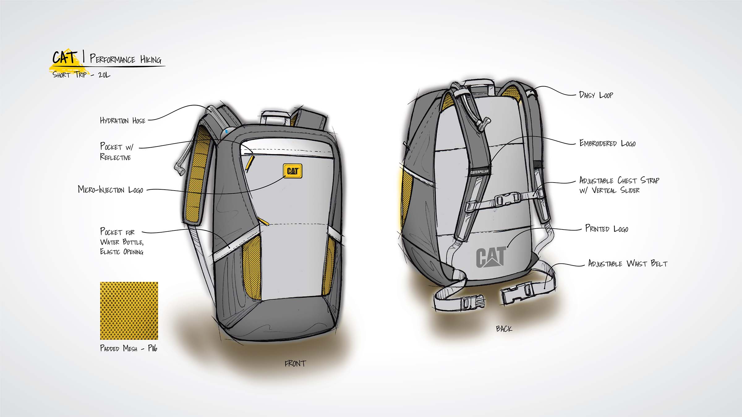 CAT Hiking Backpack Sketch by Ryan Savage