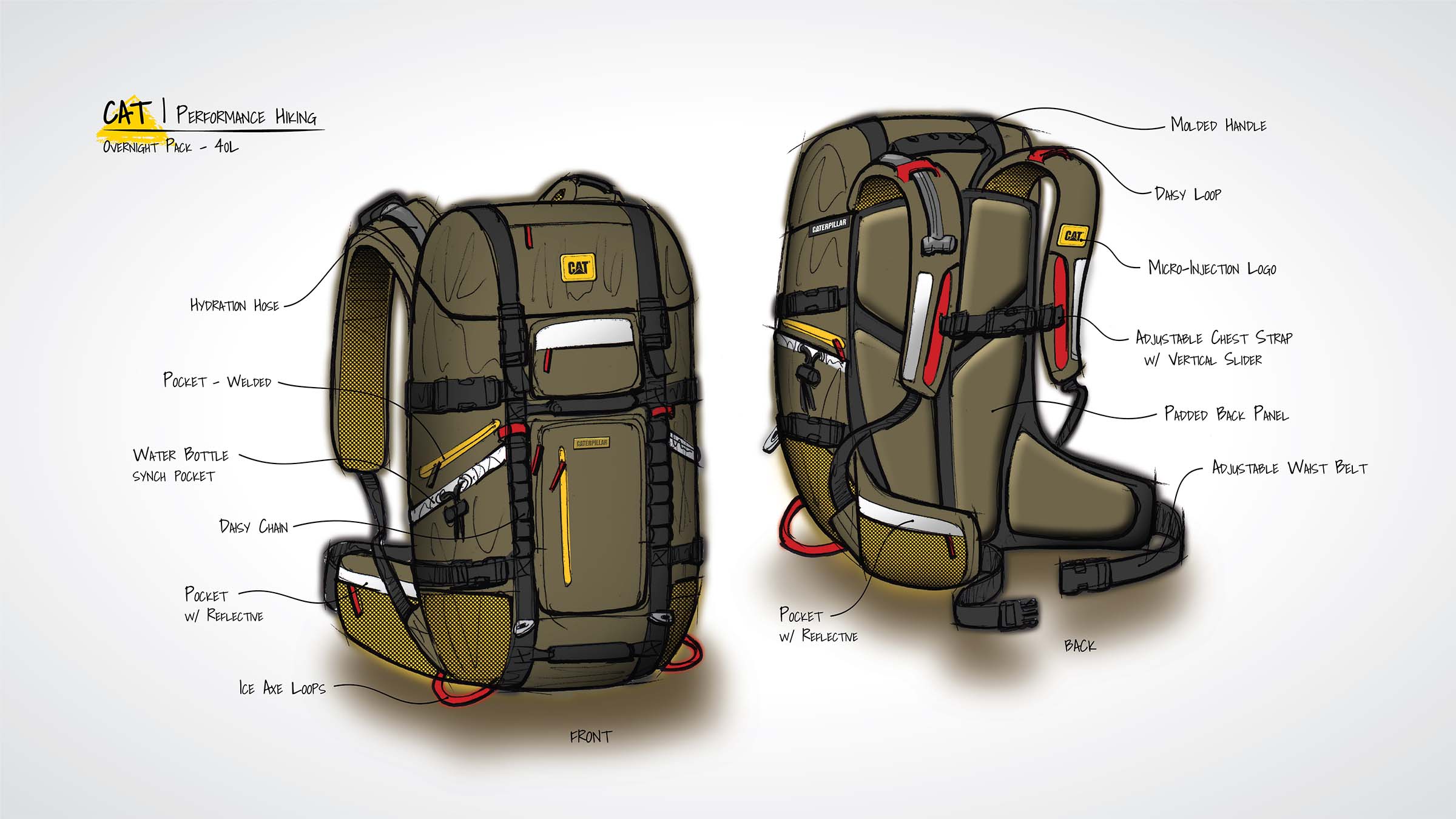 CAT Hiking Backpack Sketch by Ryan Savage
