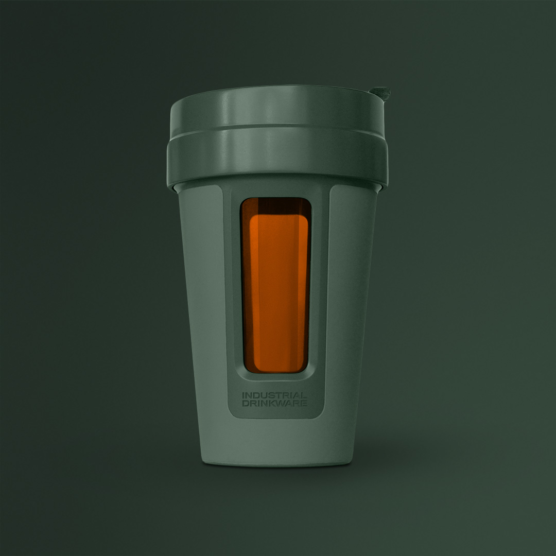 Industrial Drinkware Hunter Green Pint Glass Water Bottle Design by Ryan Savage