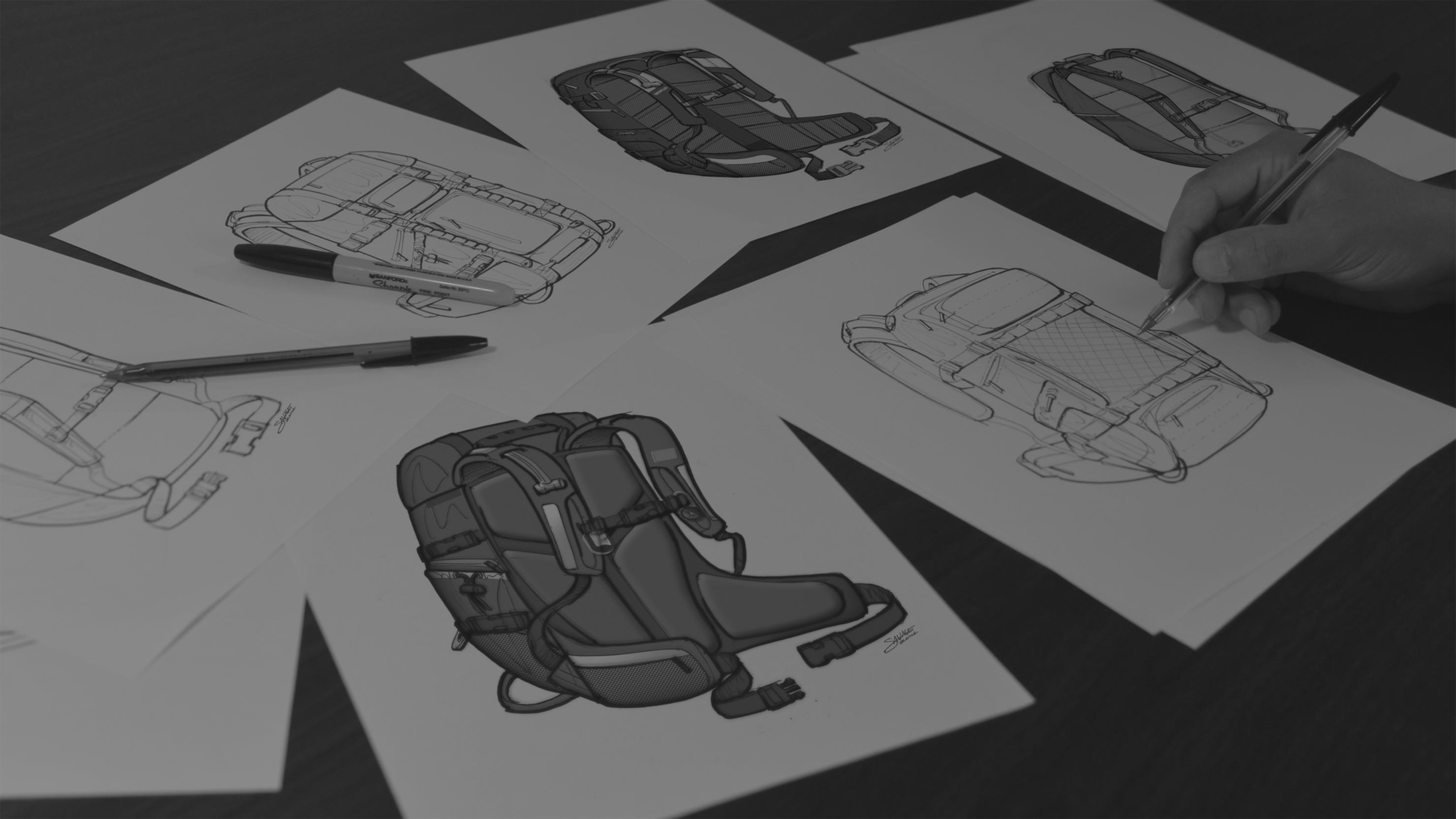 CAT Hiking Backpack Sketches by Ryan Savage